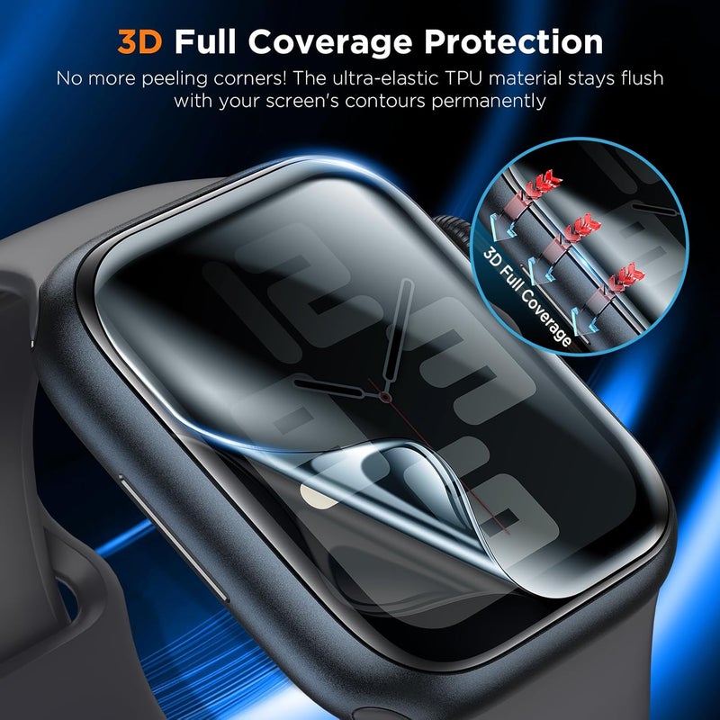 LK 4 Pack for Apple Watch Screen Protector 44mm Privacy, HD Ultra-thin Touch Sensitvie [Anti-Spy] Upgrade Soft TPU Film Apple Watch 44mm Screen Protector Series 6/5/4 SE2, Full Coverage - Image 4